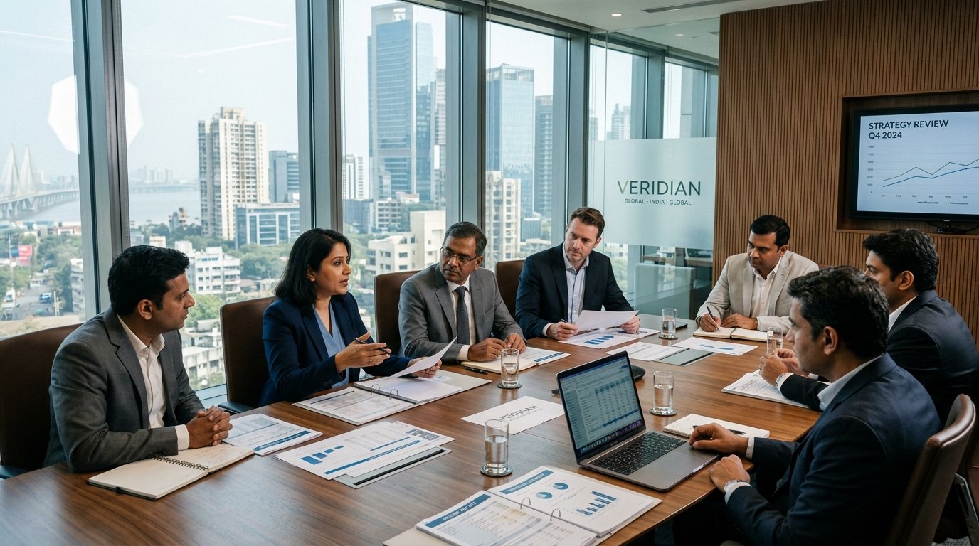 Corporate financial advisors and business leaders in board meeting